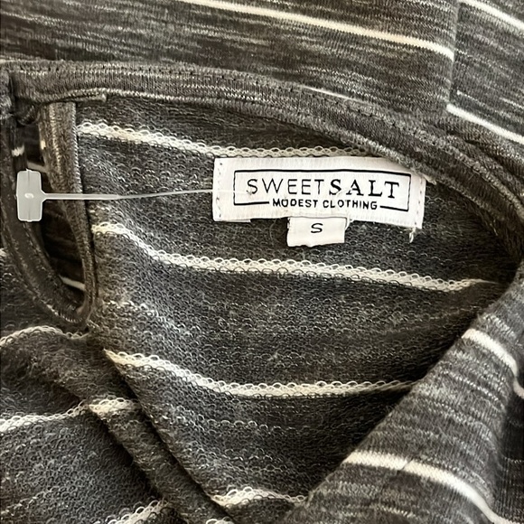 Sweet Salt | Striped Heather gray & white midi dress Women’s size S modest - Picture 7 of 8